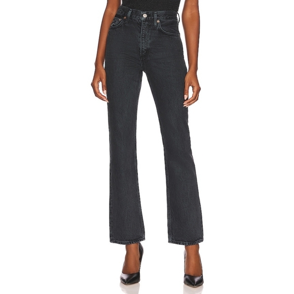 AGOLDE Vintage Boot Jeans Mid Rise Wide Leg Flare Percolate Black 31 Aritzia - Picture 1 of 13